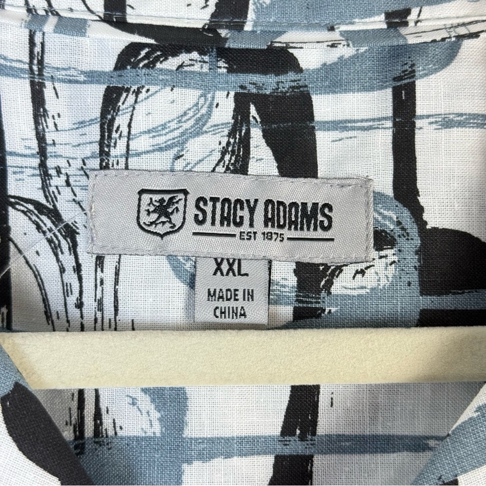 Stacy Adams Mens Button-down Shirt sz XXL Linen Bold Geo Pattern Collared NEW - Picture 4 of 14